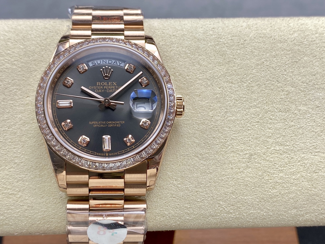 Rolex Day-Date 128345RBR Slate Dial Everose Gold 36MM Unisex Replica Watch